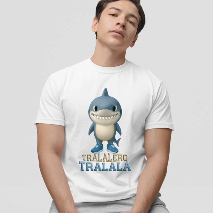 Tralalero Tralala Baby Bubu - Italian Brainrot - žralok v čižmách - pánske tričko s potlačou