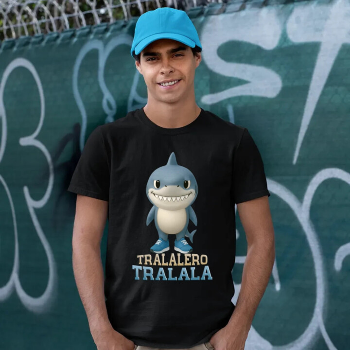Tralalero Tralala Baby Bubu - Italian Brainrot - žralok v čižmách - pánske tričko s potlačou