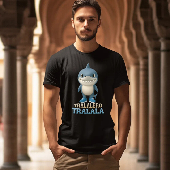 Tralalero Tralala Baby Bubu - Italian Brainrot - žralok v čižmách - pánske tričko s potlačou