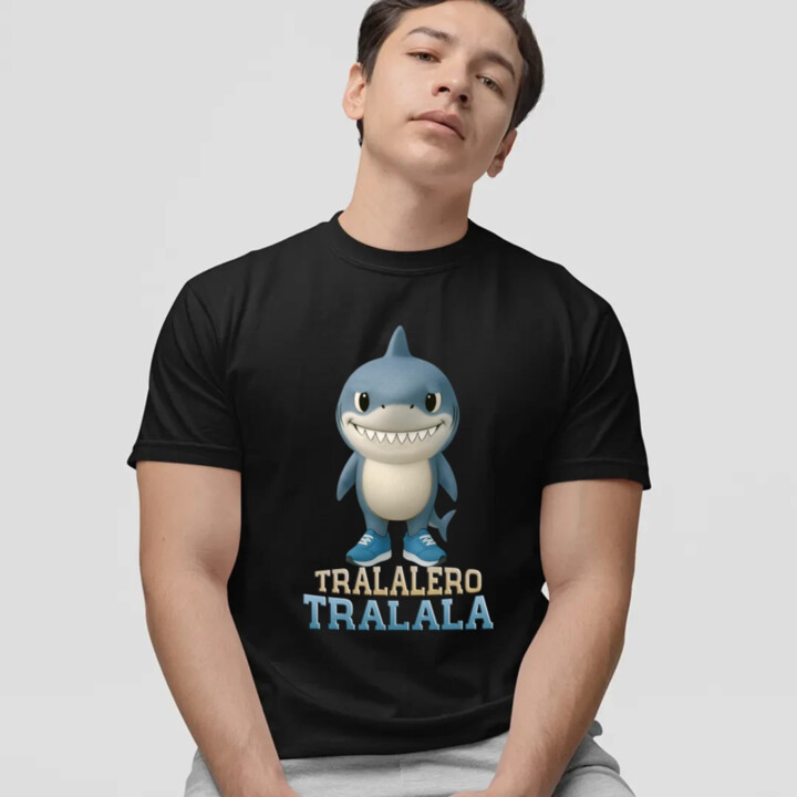 Tralalero Tralala Baby Bubu - Italian Brainrot - žralok v čižmách - pánske tričko s potlačou