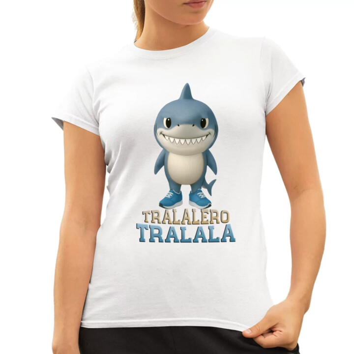 Tralalero Tralala Baby Bubu - Italian Brainrot - žralok v čižmách - dámske tričko s potlačou