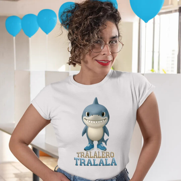 Tralalero Tralala Baby Bubu - Italian Brainrot - žralok v čižmách - dámske tričko s potlačou
