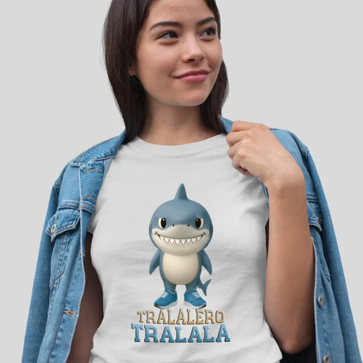 Tralalero Tralala Baby Bubu - Italian Brainrot - žralok v čižmách - dámske tričko s potlačou