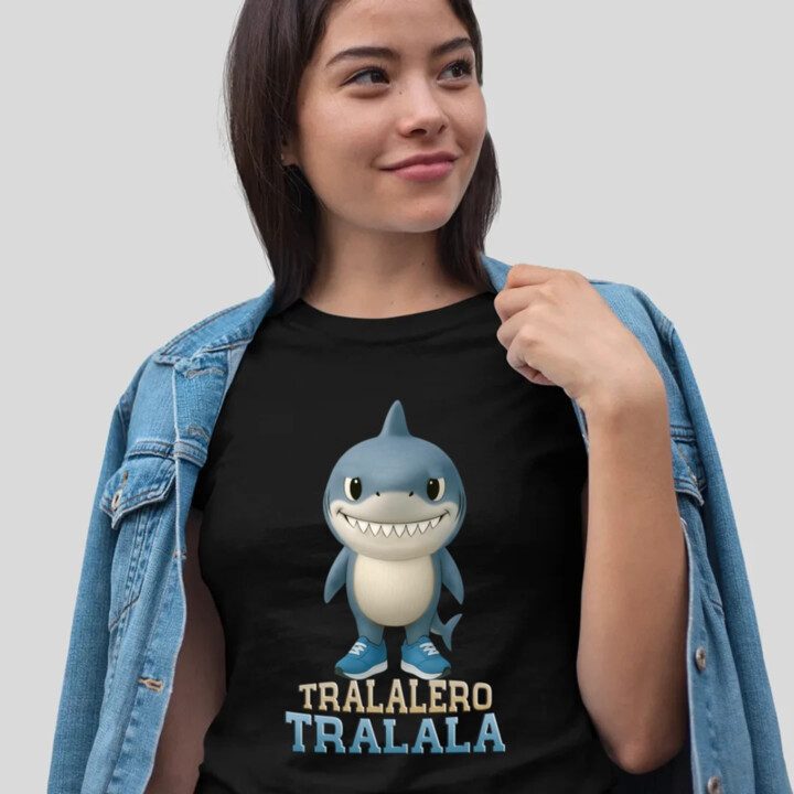Tralalero Tralala Baby Bubu - Italian Brainrot - žralok v čižmách - dámske tričko s potlačou