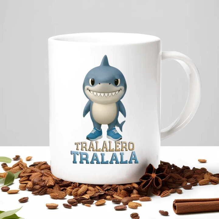 Tralalero Tralala Baby Bubu - Italian Brainrot - žralok v čižmách - keramický hrnček s potlačou