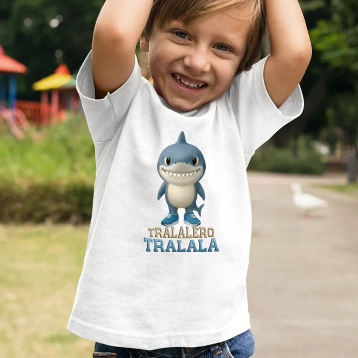 Tralalero Tralala Baby Bubu - Italian Brainrot - žralok v čižmách - detské tričko s potlačou