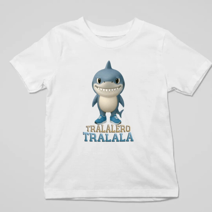 Tralalero Tralala Baby Bubu - Italian Brainrot - žralok v čižmách - detské tričko s potlačou