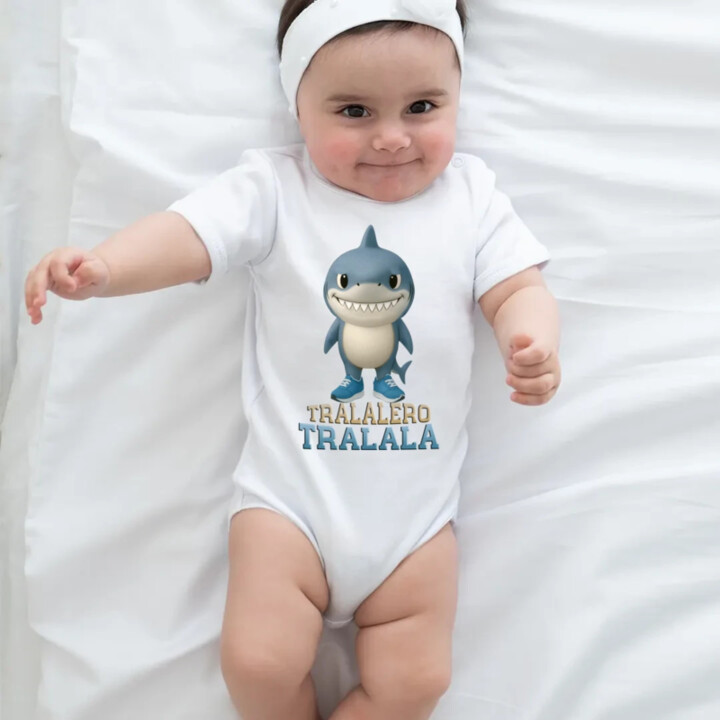 Tralalero Tralala Baby Bubu - Italian Brainrot - žralok v čižmách  - body s potlačou