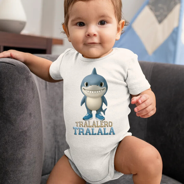 Tralalero Tralala Baby Bubu - Italian Brainrot - žralok v čižmách  - body s potlačou