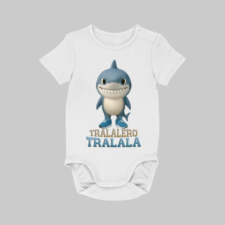 Tralalero Tralala Baby Bubu - Italian Brainrot - žralok v čižmách  - body s potlačou