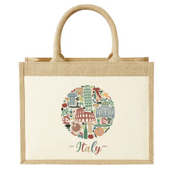 Italy - Taliansko - Jutová taška s potlačou