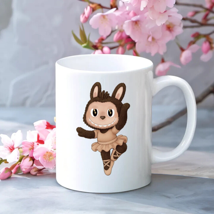 Plyšový Maskot Bubu Ballerina - keramický hrnček s potlačou pro fanoušky Labubu