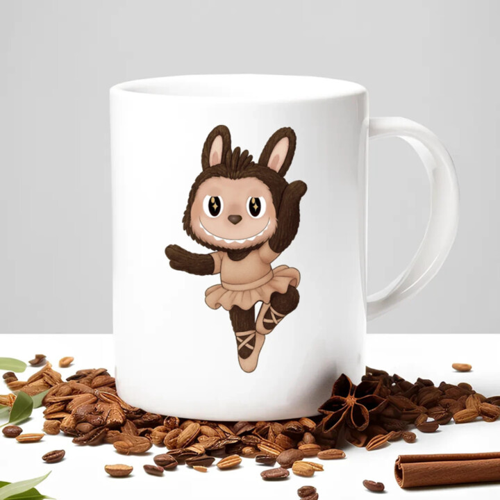 Plyšový Maskot Bubu Ballerina - keramický hrnček s potlačou pro fanoušky Labubu