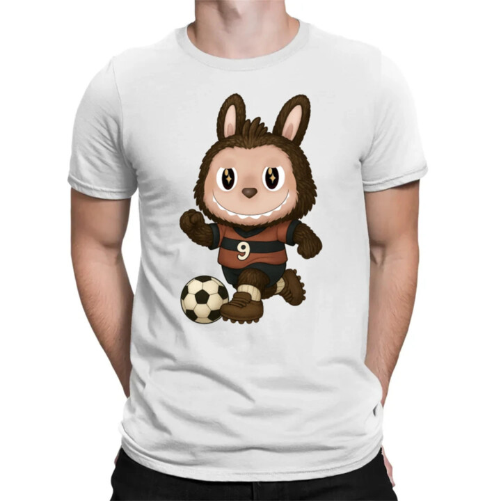 Plyšový Maskot Bubu Futbalista - pánske tričko s potlačou pro fanoušky Labubu