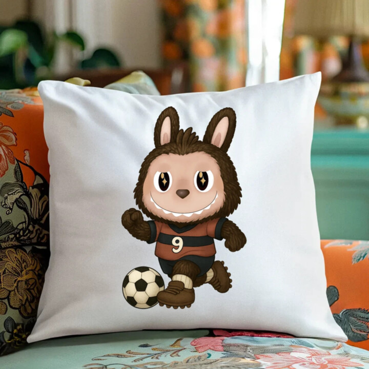 Plyšový Maskot Bubu Futbalista - vankúš s potlačou pro fanoušky Labubu