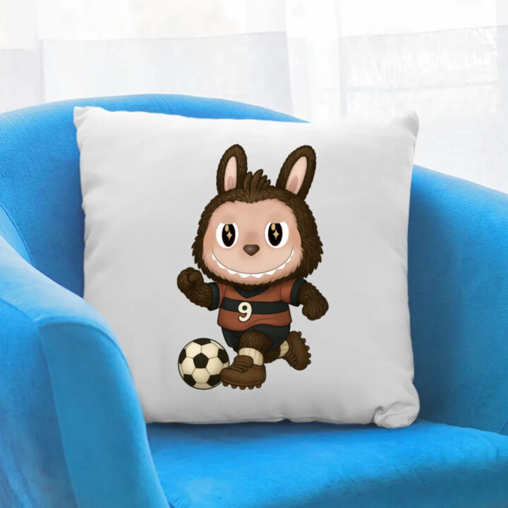 Plyšový Maskot Bubu Futbalista - vankúš s potlačou pro fanoušky Labubu