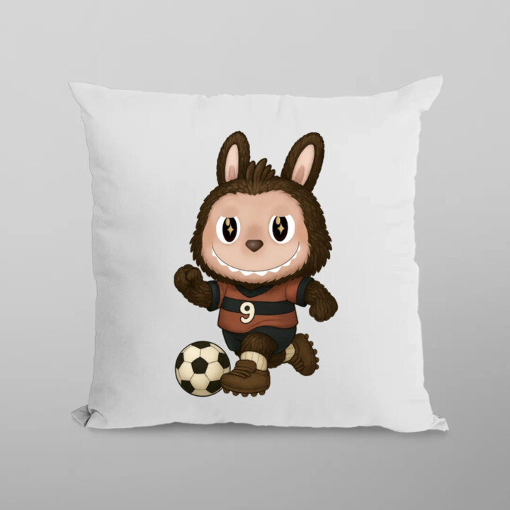 Plyšový Maskot Bubu Futbalista - vankúš s potlačou pro fanoušky Labubu