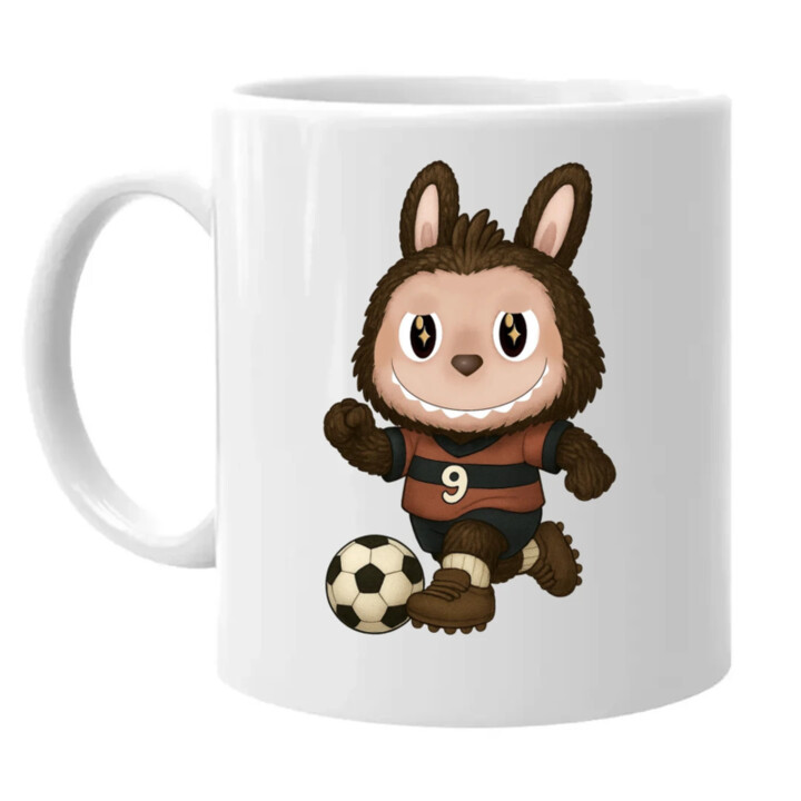 Plyšový Maskot Bubu Futbalista - keramický hrnček s potlačou pro fanoušky Labubu
