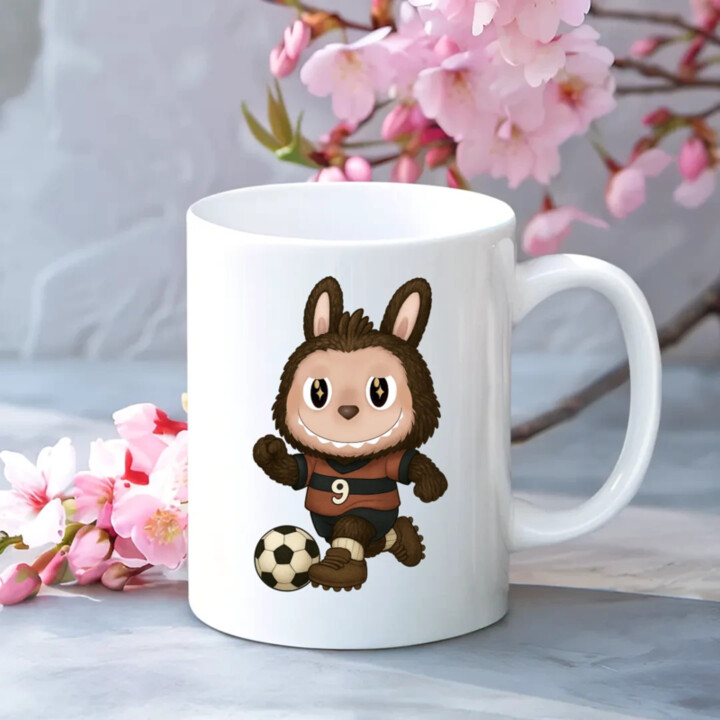 Plyšový Maskot Bubu Futbalista - keramický hrnček s potlačou pro fanoušky Labubu