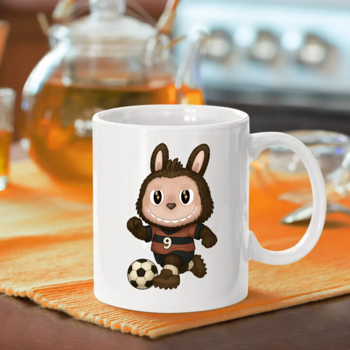 Plyšový Maskot Bubu Futbalista - keramický hrnček s potlačou pro fanoušky Labubu