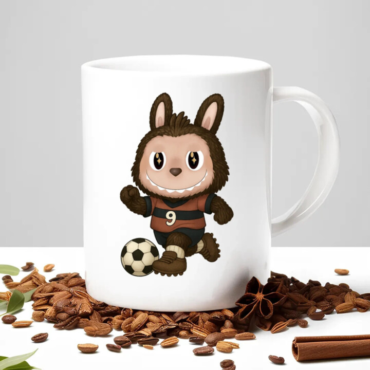 Plyšový Maskot Bubu Futbalista - keramický hrnček s potlačou pro fanoušky Labubu
