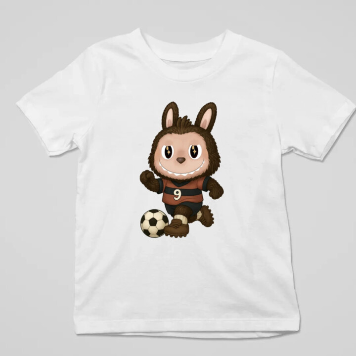 Plyšový Maskot Bubu Futbalista - detské tričko s potlačou pro fanoušky Labubu