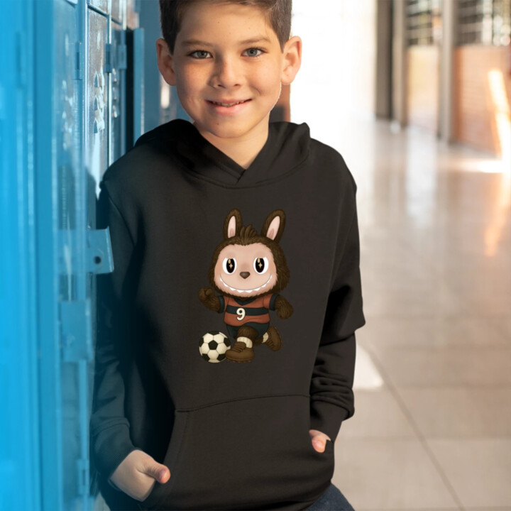 Plyšový Maskot Bubu Futbalista - detská mikina s kapucňou pro fanoušky Labubu