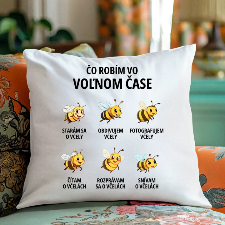 Čo robím vo voľnom čase - včely - vankúš s potlačou