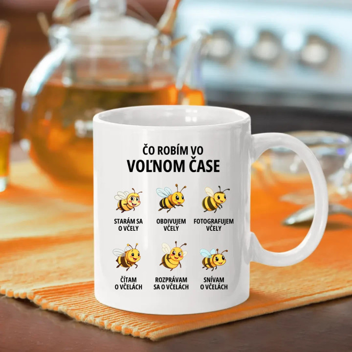 Čo robím vo voľnom čase - včely - keramický hrnček s potlačou
