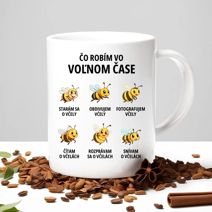 Čo robím vo voľnom čase - včely - keramický hrnček s potlačou