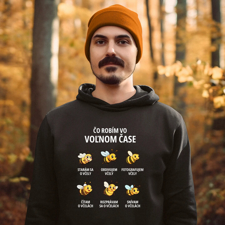 Čo robím vo voľnom čase - včely  - pánska mikina s potlačou