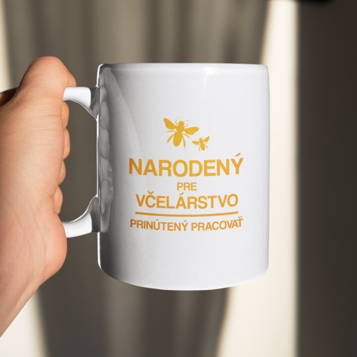 Narodený pre včelárstvo - keramický hrnček s potlačou