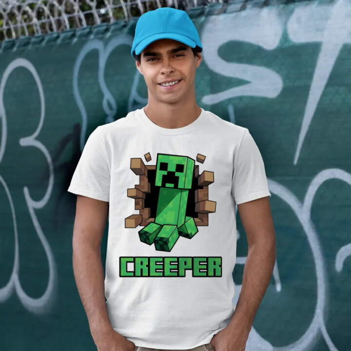 Creeper - pánske tričko s potlačou pre fanúšikov hry Minecraft
