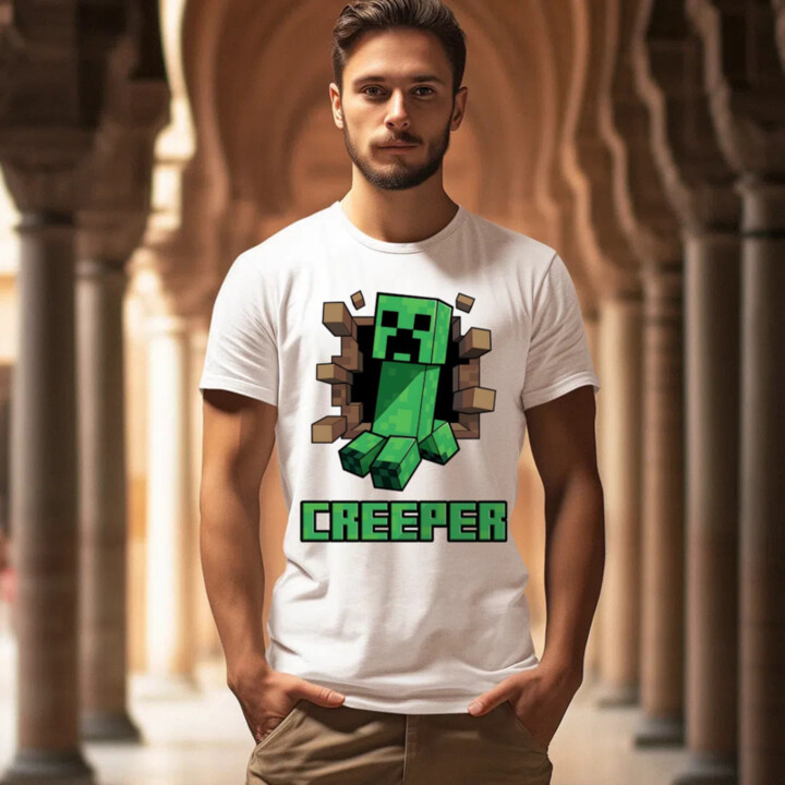 Creeper - pánske tričko s potlačou pre fanúšikov hry Minecraft