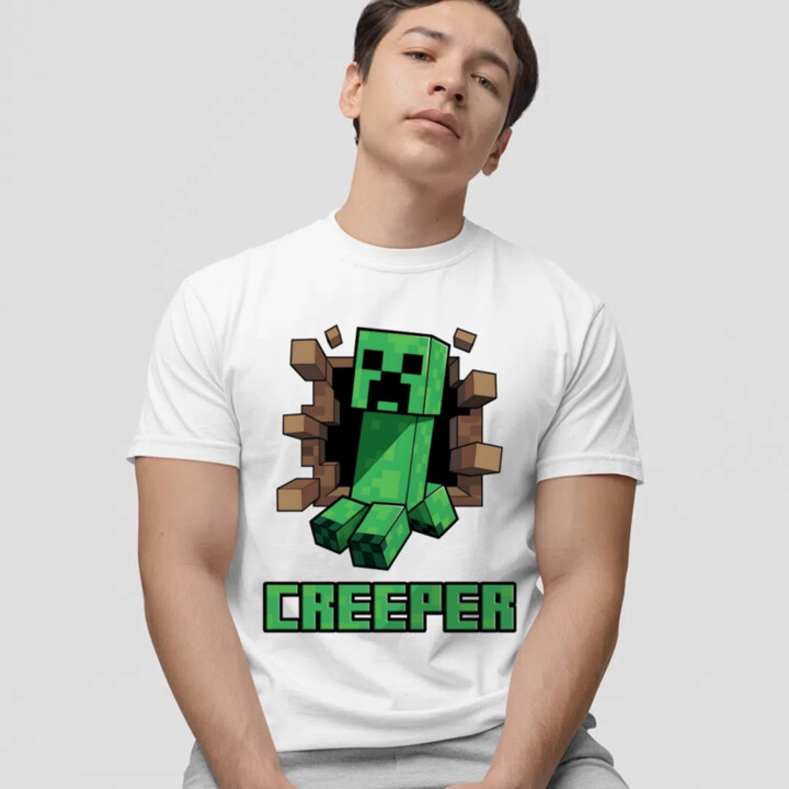 Creeper - pánske tričko s potlačou pre fanúšikov hry Minecraft