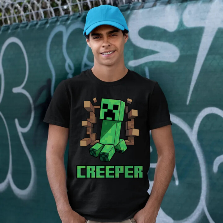 Creeper - pánske tričko s potlačou pre fanúšikov hry Minecraft