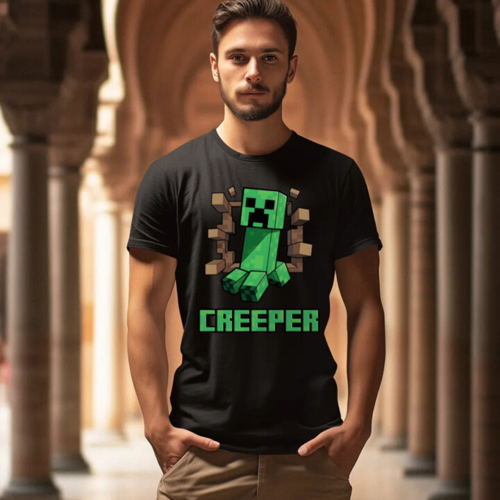 Creeper - pánske tričko s potlačou pre fanúšikov hry Minecraft