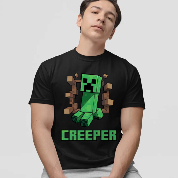 Creeper - pánske tričko s potlačou pre fanúšikov hry Minecraft