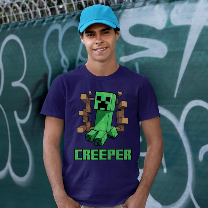 Creeper - pánske tričko s potlačou pre fanúšikov hry Minecraft