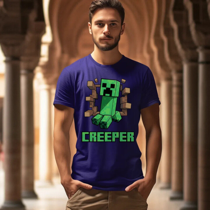 Creeper - pánske tričko s potlačou pre fanúšikov hry Minecraft