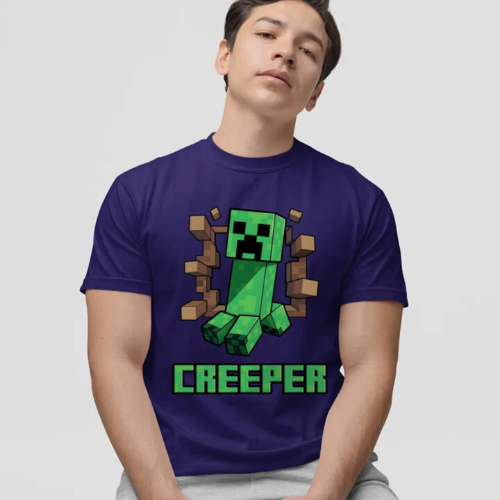 Creeper - pánske tričko s potlačou pre fanúšikov hry Minecraft