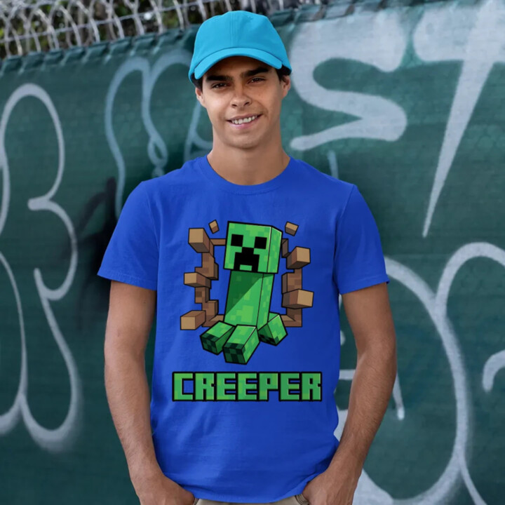 Creeper - pánske tričko s potlačou pre fanúšikov hry Minecraft