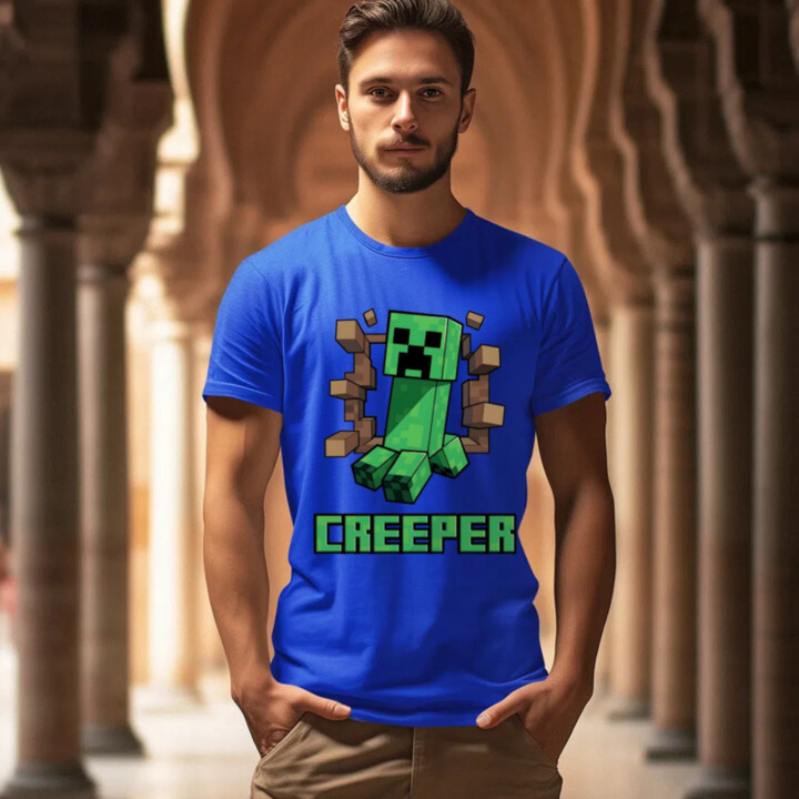 Creeper - pánske tričko s potlačou pre fanúšikov hry Minecraft