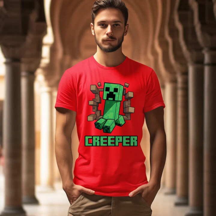 Creeper - pánske tričko s potlačou pre fanúšikov hry Minecraft