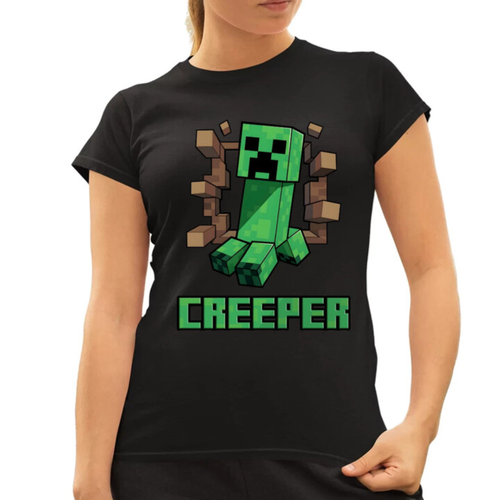 Creeper - dámske tričko s potlačou pre fanúšikov hry Minecraft
