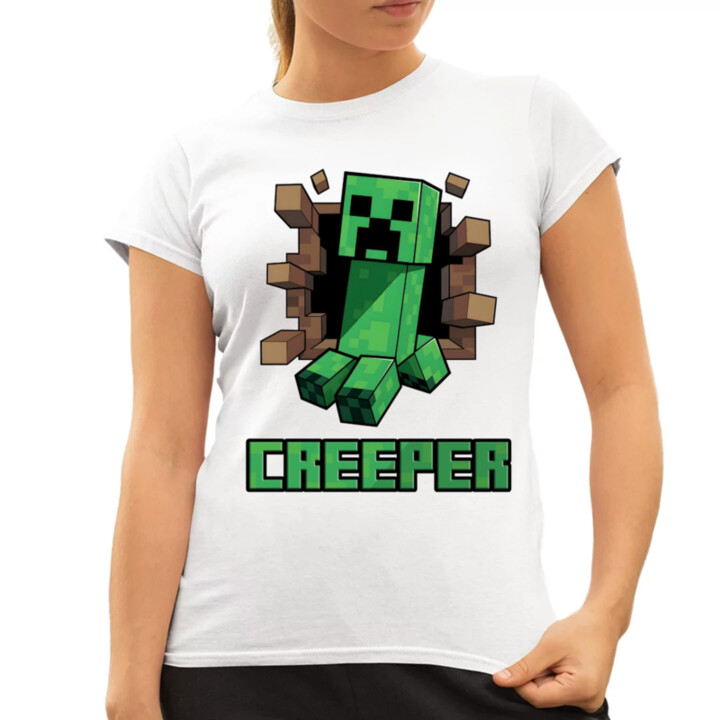 Creeper - dámske tričko s potlačou pre fanúšikov hry Minecraft