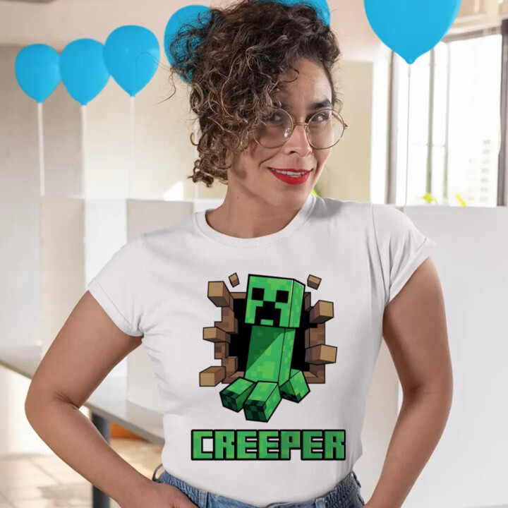 Creeper - dámske tričko s potlačou pre fanúšikov hry Minecraft