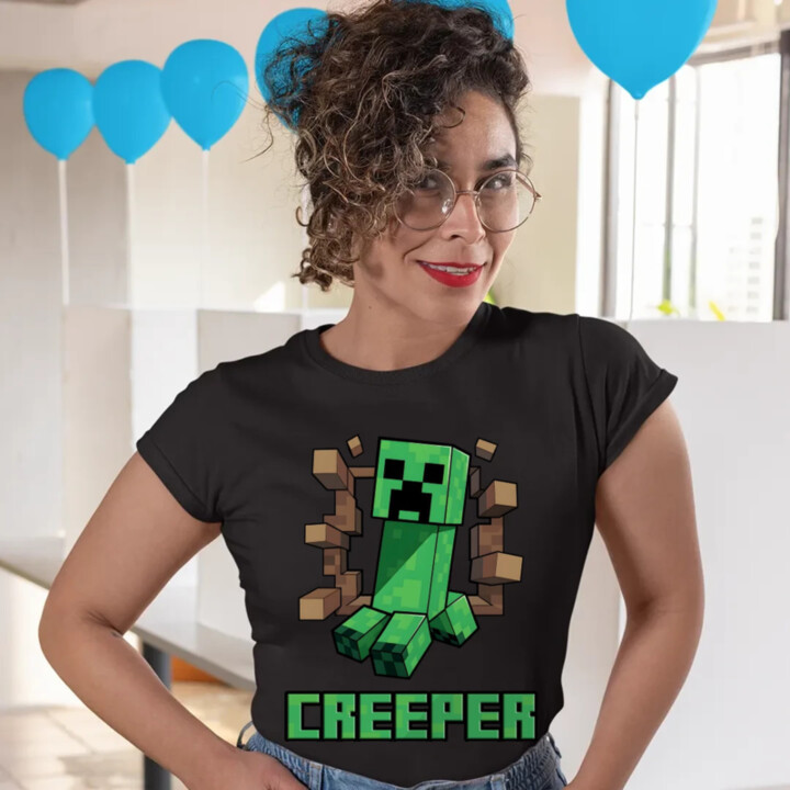 Creeper - dámske tričko s potlačou pre fanúšikov hry Minecraft