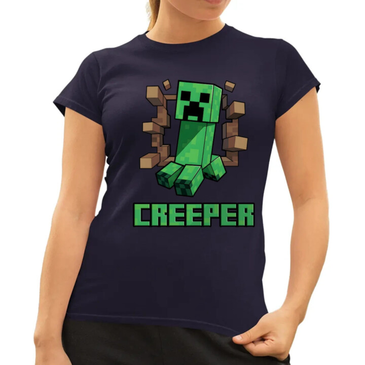 Creeper - dámske tričko s potlačou pre fanúšikov hry Minecraft