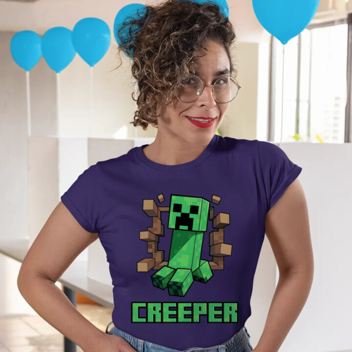 Creeper - dámske tričko s potlačou pre fanúšikov hry Minecraft
